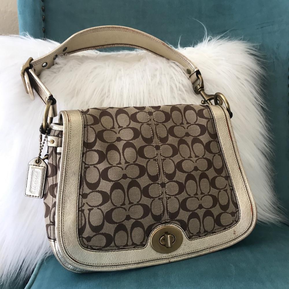 Coach Signature Legacy Shoulder Bag GOLD